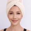 Champagne Sand – Luxe Microfiber Hair Towel Cap