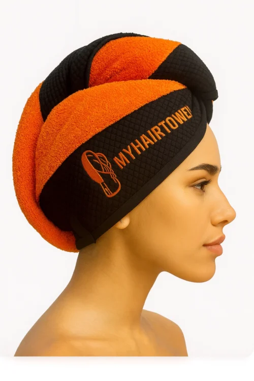 100% Cotton: Orange Hair Towel Cap