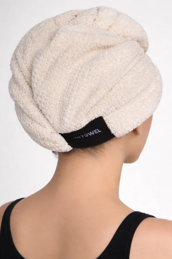 Champagne Sand – Luxe Microfiber Hair Towel Cap