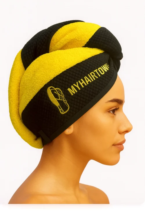 100% Cotton: Yellow Hair Towel Cap