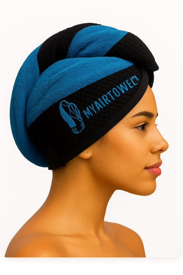 100% Cotton: Cotton Blue Hair Towel Cap