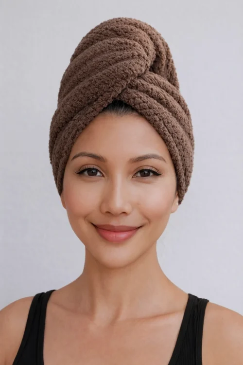Deep Dark Cocoa – Luxe Microfiber Hair Towel Cap