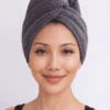 Deep Dark Gray – Luxe Microfiber Hair Towel Cap