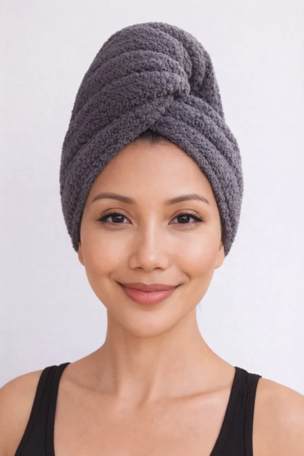 Deep Dark Gray – Luxe Microfiber Hair Towel Cap
