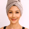 Light Taupe – Luxe Microfiber Hair Towel Cap